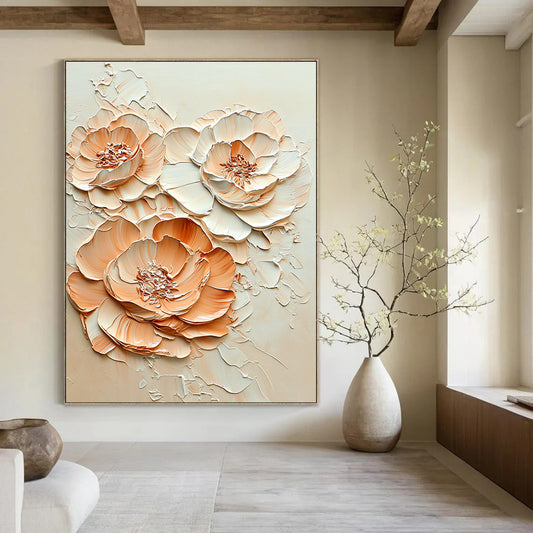 3D Peach Flower Abstract for Luxury Hotel Suite & Elegant Home Dining Room STSC453