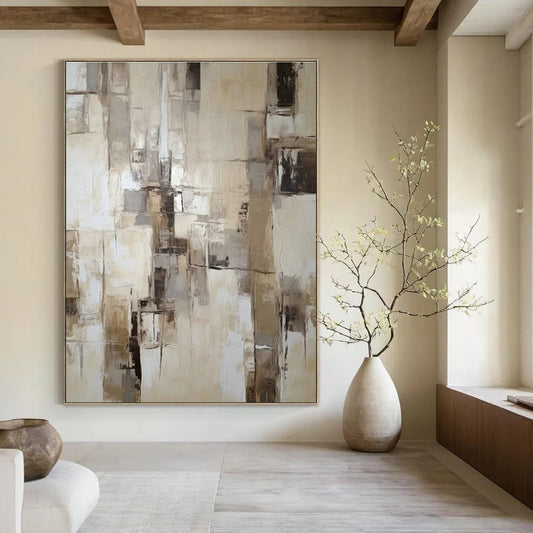 Earth - Toned Geometric Abstract Art for Rustic Dining Room & Art Gallery Corridor DLZ1314
