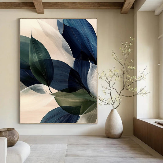 Nature - Inspired Blue - Green Leaves Art for Sunroom & Living Room STSC685