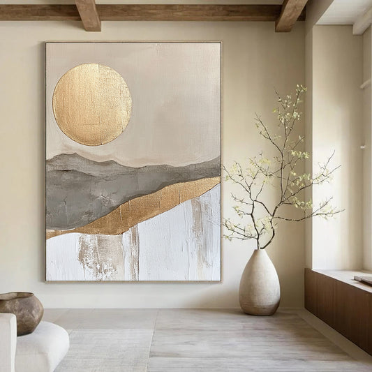 Golden Sun & Mountains Art for Boho - Chic Living Room & Wellness Retreat STSC126