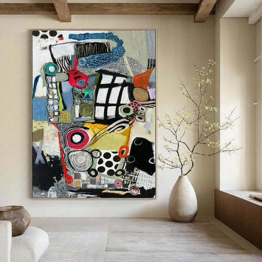 Mixed - Media Abstract Art for Bohemian Gallery & Eclectic Home Living Room DLZ2081