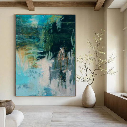 Blue - Green Abstract Art for Modern Home Studio & Creative Café Pop - Up Corners DLZ0296