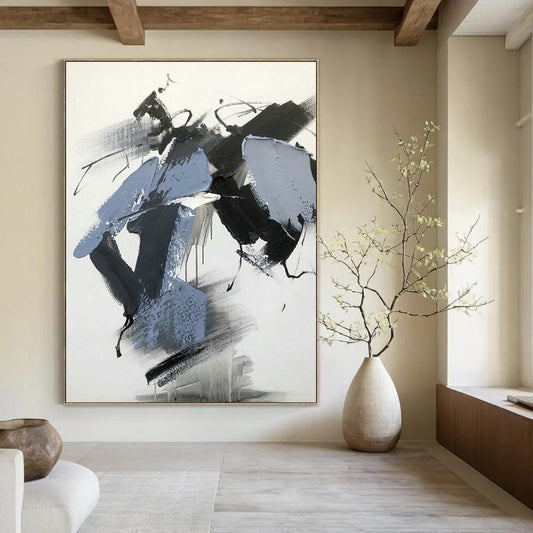 Gray - Blue Abstract Art for Creative Agency & Modern Lounge DLZ0808