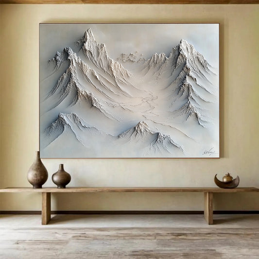3D White Mountain Sculpture Art for Luxury Ski Lodge & Nature - Lover’s Home SC509