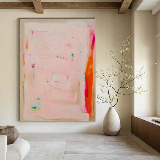 Pink - Toned Minimalist Abstract Art for Scandinavian - Style Home Offices DLZ0080