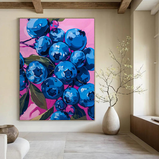 Realistic Blueberry Oil Painting for Fruit Shop & Gourmet Kitchen DLZ0653