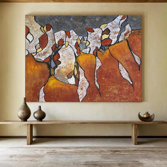 Orange - White Textured Art: Liven Up Your Corridor with Vibrant Energy DLZ2389