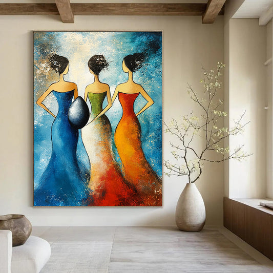 Three Women Art for Ethnic - Themed Boutique & Vibrant Home Dining Room STSC1444