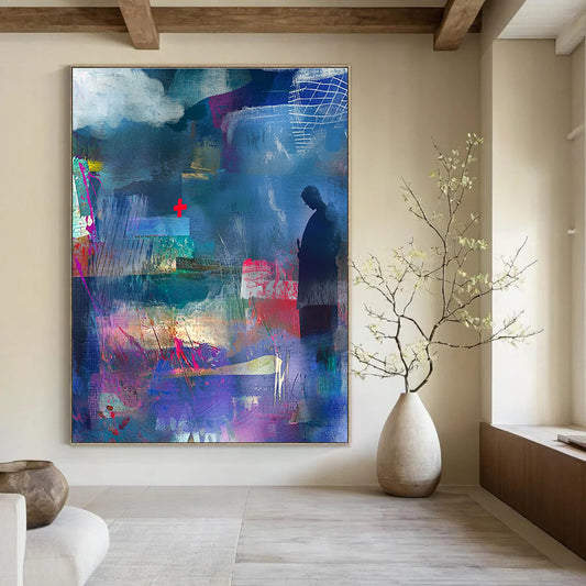 Abstract with Red Cross for Contemporary Art Gallery & Thought - Provoking Library STSC574