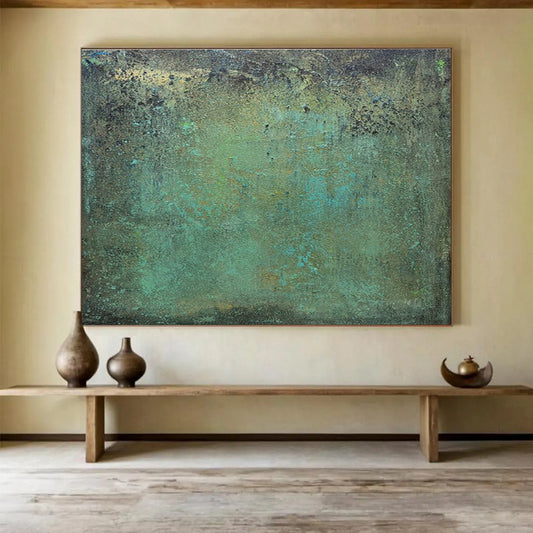 Teal - Brown Textured Abstract for Rustic Art Gallery DLZ2984