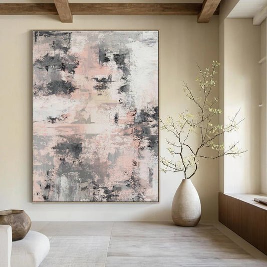 Pink - Gray Abstract Art for Minimalist Home Office Desksides DLZ0068
