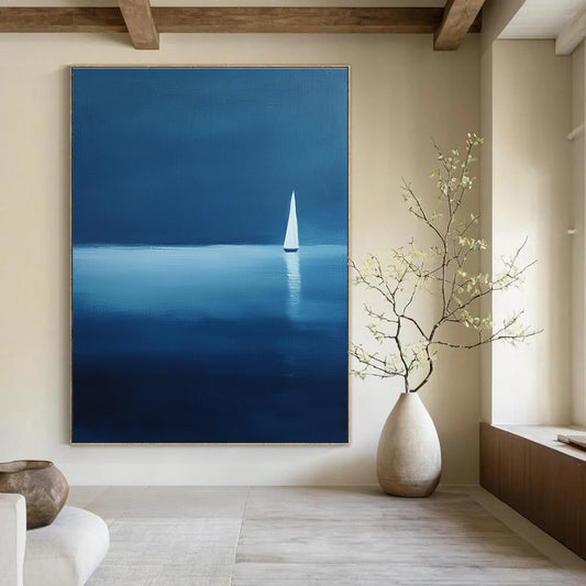 Sailboat in Blue Art for Nautical Home Bedroom & Maritime Museum STSC1086