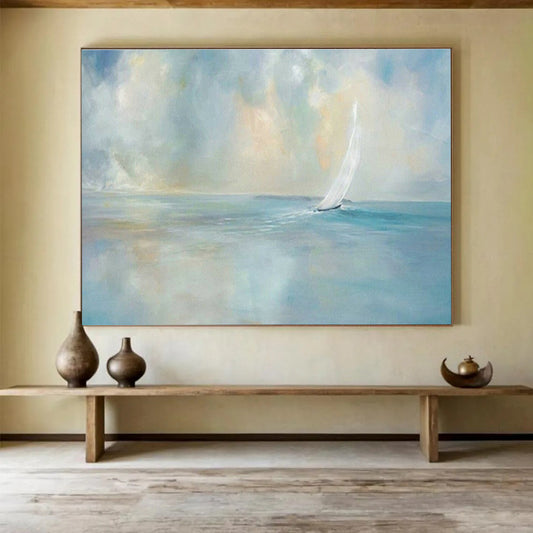Seaside Sailboat Oil Painting for Nautical - Themed Study DLZ2820