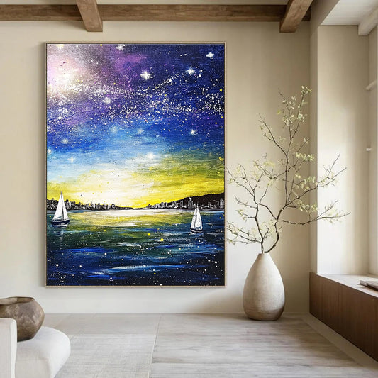 Starry Night Sea View for Coastal Home Office & Relaxation Lounge STSC848