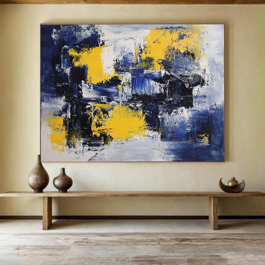 Blue - Yellow Abstract Art for Modern Office Break Room & Creative Studio SC031