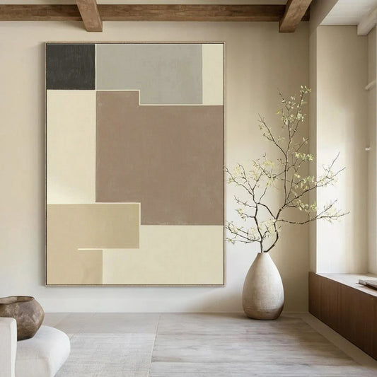 Brown - Grey Geometric Abstract Art for Living Room & Bedroom DLZ0514