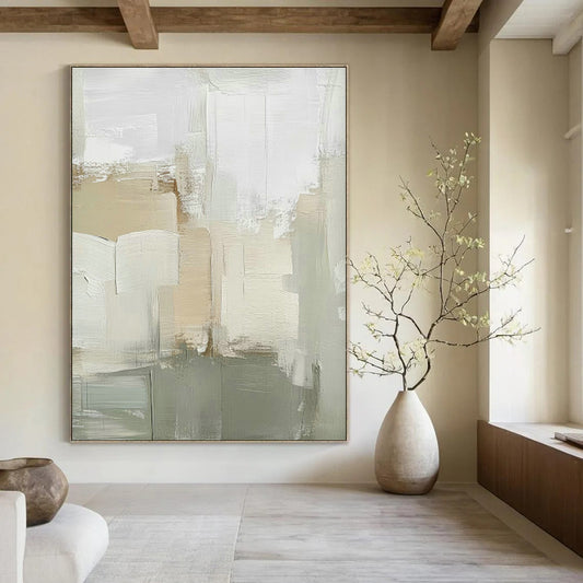 Beige - Gray Abstract Blocks Art for Scandinavian - Style Home & Art Gallery Corridor DLZ0712