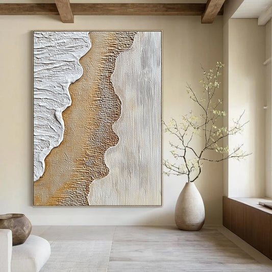 Textured Waves in Neutral Tones for Minimalist Home Office & Art Gallery Café STSC947