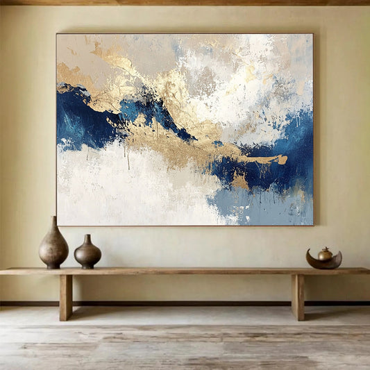 Blue - Gold Mountain Abstract for Spa Retreat & Contemporary Home SC023
