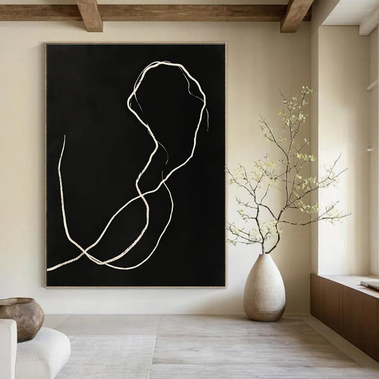 White Line on Black for Minimalist Gallery & Meditation Space STSC1189