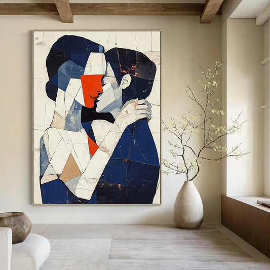 Cubist Kissing Couple Art for Modern Home Gallery & Art History Classroom STSC1055