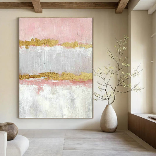 Pink - Gold Abstract Art for Bedroom & Entryway DLZ0318