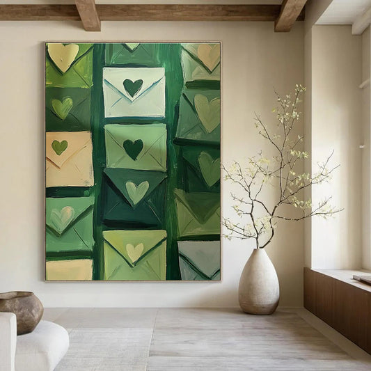 Green Envelopes with Hearts Art for Stationery Shop & Romantic Home Office DLZ0687