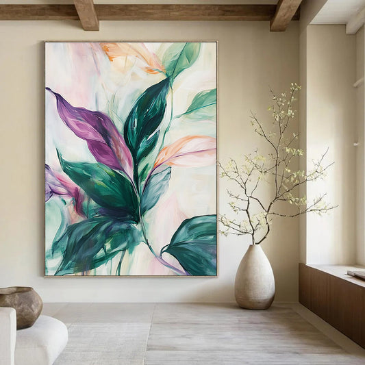 Painted Plant Leaves for Botanical Home Bathroom & Eco - Friendly Restaurant STSC1048