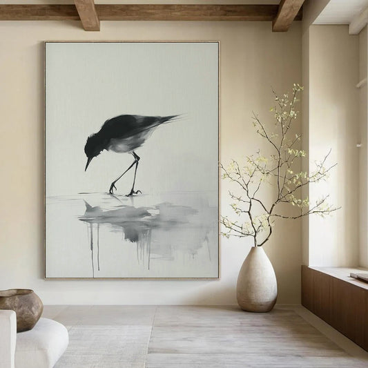 Ink - Wash Bird Art for Zen - Inspired Home & Traditional Tea House DLZ1830