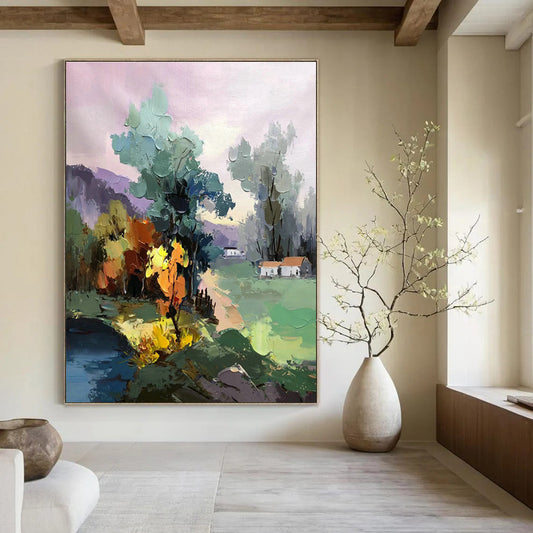 Rural Landscape Painting for Farmhouse Kitchen & Eco - Friendly B&B DLZ1296