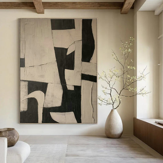 Black - White Geometric Art for Industrial - Style Café Feature Walls DLZ0207