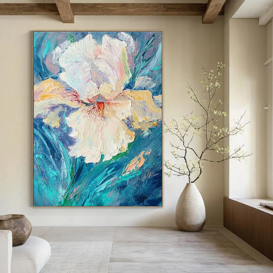 White Iris Flower Art for Shabby - Chic Bridal Suite & Feminine Floral Boutique DLZ0949