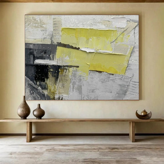 Yellow - Gray Collage Abstract Art for Industrial Loft DLZ2979