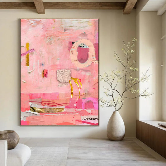 Pink - Themed Collage Abstract Art for Girly Salon Waiting Areas DLZ0087