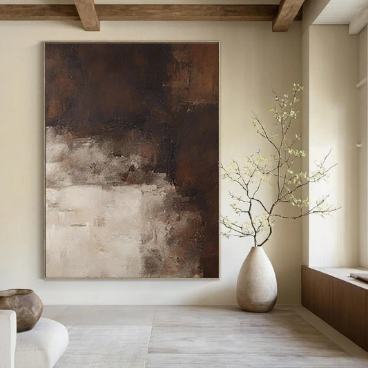 Brown and White Abstract Art for Rustic Home & Art - Themed Library DLZ2169