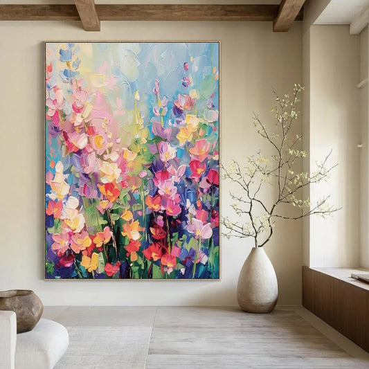 Colorful Flower Field Art for Country Cottage Kitchen & Floral Design Studio DLZ1559