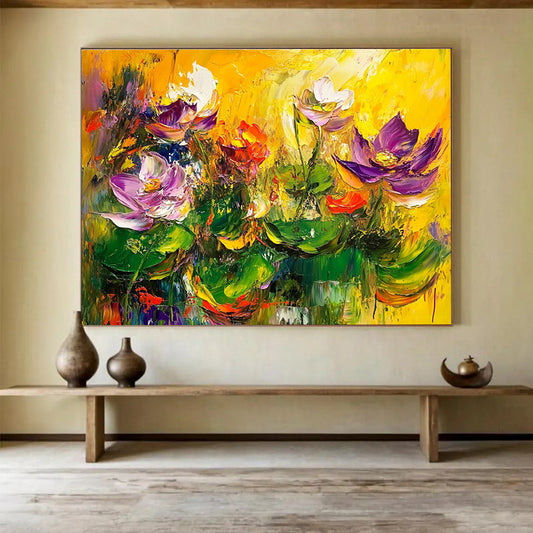 Vibrant Lotus Flowers Art for Asian - Inspired Restaurant & Wellness Center SC195