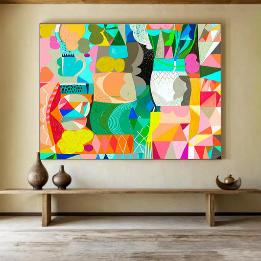 Colorful Geometric Abstract Art for Modern Living Rooms DLZ2449