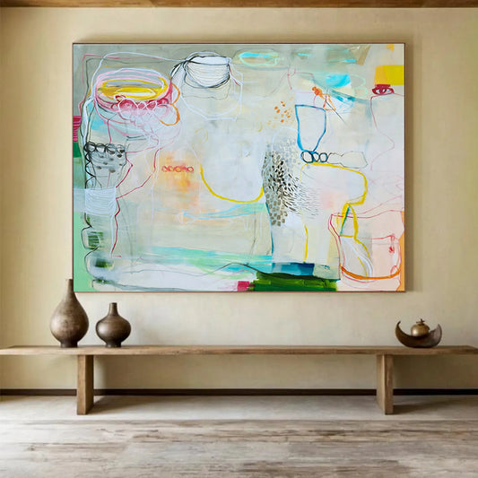 Line and Color Abstract Art for Bohemian - Style Bedrooms DLZ2455