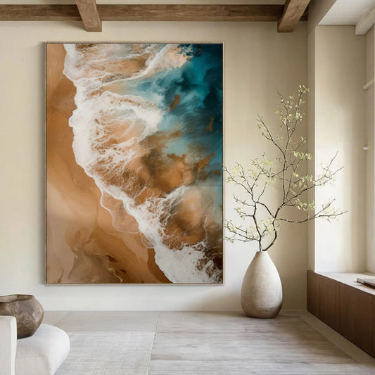 Blue - White Ocean Waves Abstract Art for Nautical - Themed Home & Seaside Restaurant DLZ1646