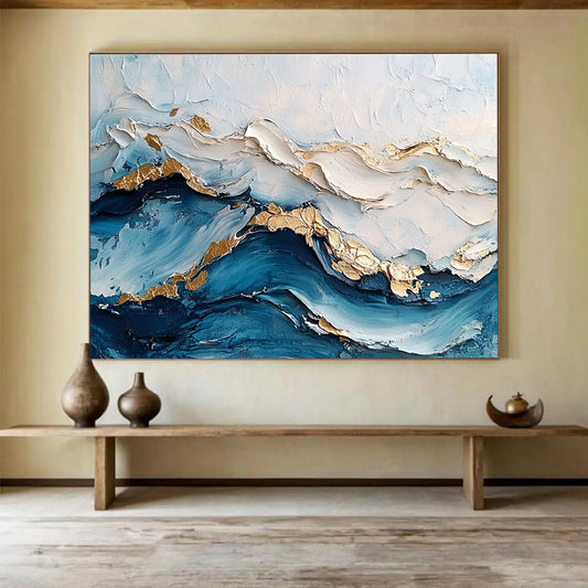 Minimalist Textured Wave Art for Scandinavian - Style Home & Calm Meditation Space SC102