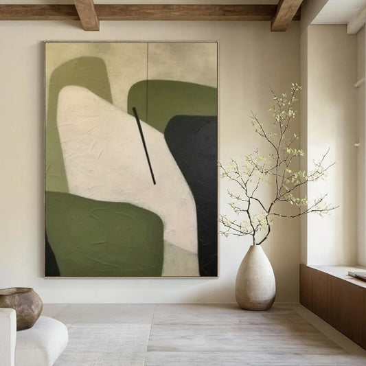 Green - White Geometric Abstract for Nordic - Style Living Room & Minimalist Office DLZ0900