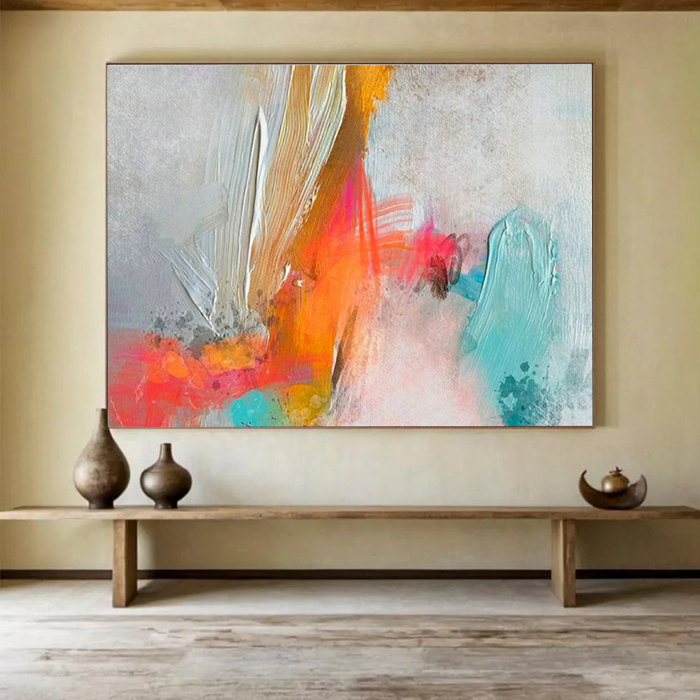 Gray - Orange Colorful Abstract Art for Industrial - Style Brewery Taprooms DLZ2591
