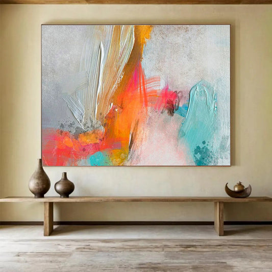 Gray - Orange Colorful Abstract Art for Industrial - Style Brewery Taprooms DLZ2591