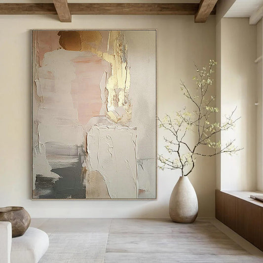 Pink - Gold Textured Art for Feminine Spa Waiting Areas DLZ0130