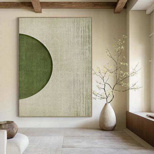 Reverse Green Circle Art for Contemporary Bedroom & Design - Focused Office DLZ1368