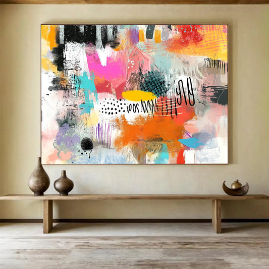 Whimsical Colorful Abstract Art for Family Playroom & Bohemian - Style Café SC508