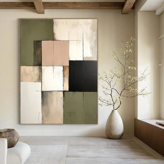 Muted Color Block Grid for Sophisticated Library & Minimalist Home Office STSC765