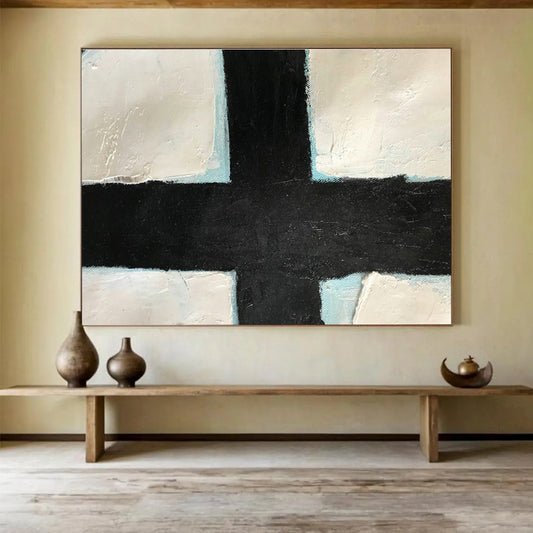 Black - White Cross Abstract Art for Minimalist Church Chapels DLZ2564