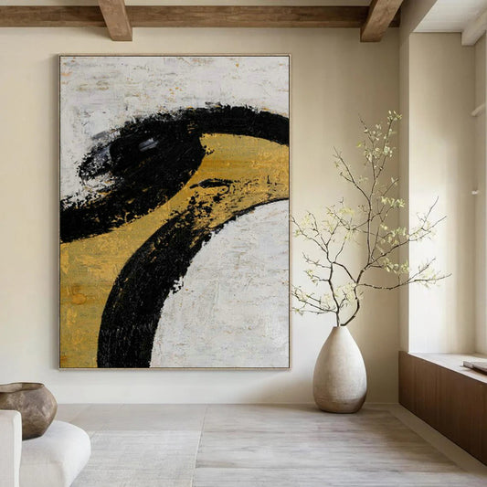 Black - Gold Abstract Art for High - End Restaurant Private Dining Rooms DLZ0039